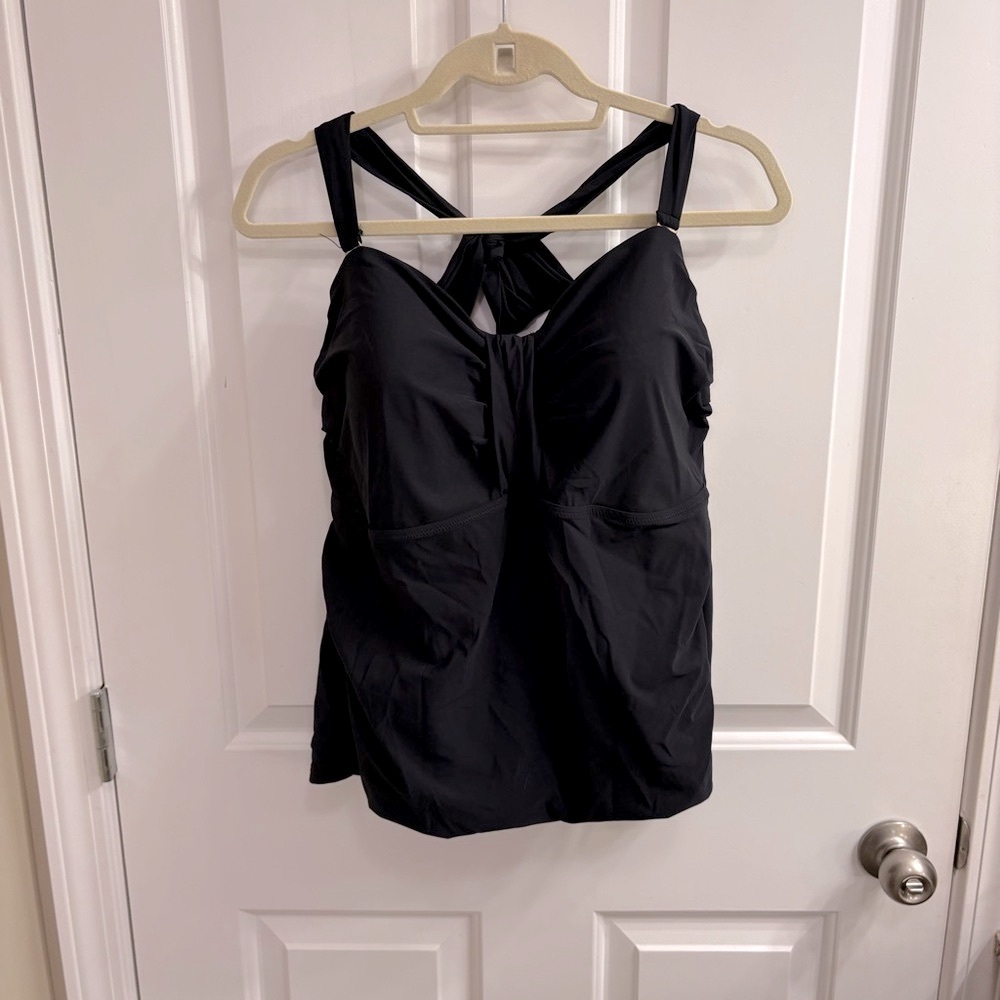 Land’s End Black Women's Halter Tankini Swim Top, 20W